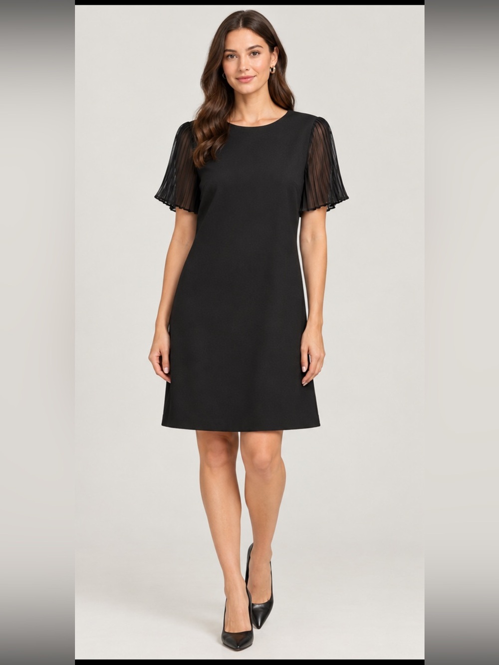 Tommy Hilfiger Black Pleated Short-Sleeve Dress size 14